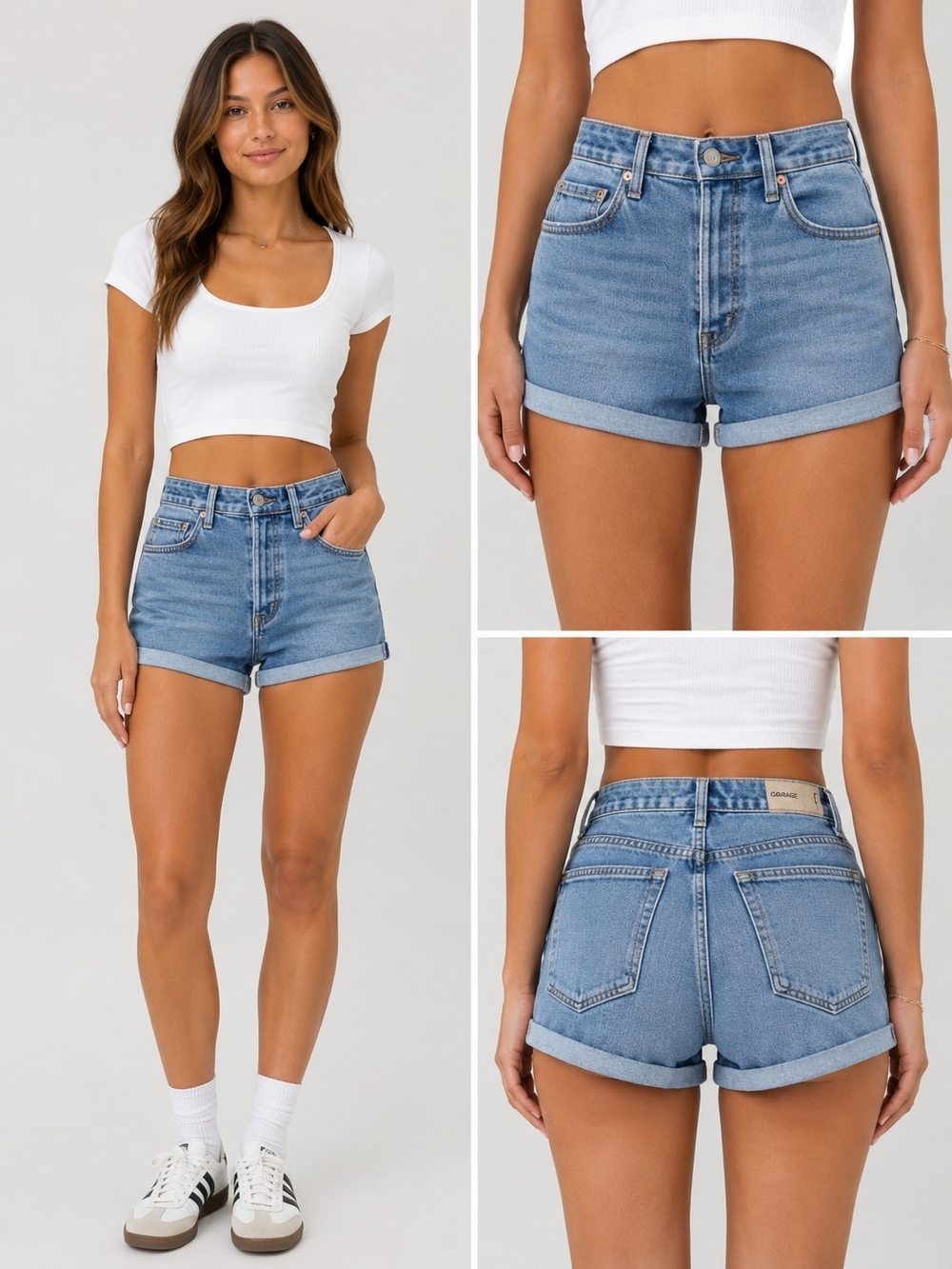 Garage Blue Ultra High-Rise Rolled Hem Jean Shorts Size 5